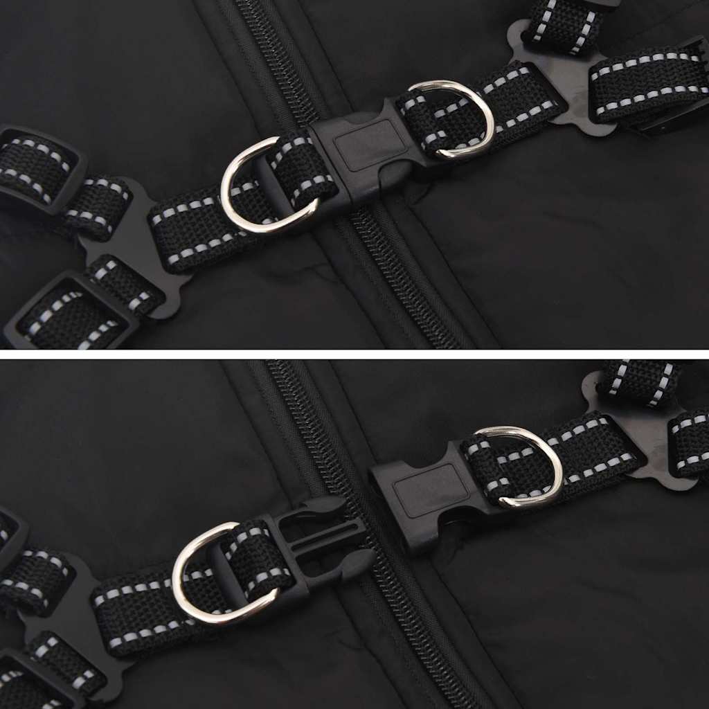 Cappotto Cani con Imbracatura Impermeabile Riflettente Nero L68 4019648