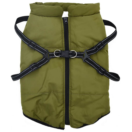 vidaXL Cappotto Cani Imbracatura Impermeabile Riflettente Verde L52
