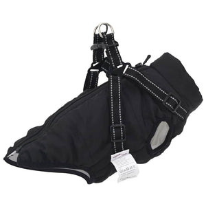 Cappotto Cani con Imbracatura Impermeabile Riflettente Nero L24