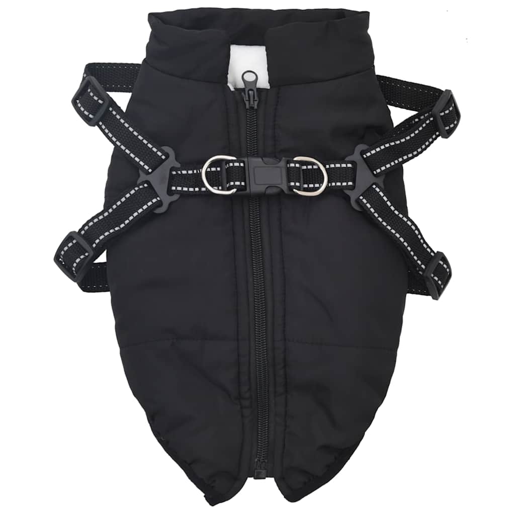 Cappotto Cani con Imbracatura Impermeabile Riflettente Nero L24