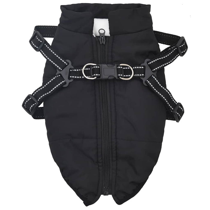 Cappotto Cani con Imbracatura Impermeabile Riflettente Nero L24