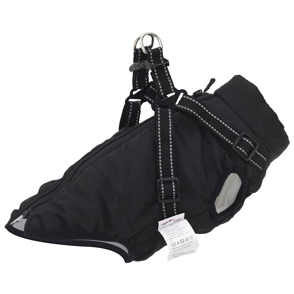 Cappotto Cani con Imbracatura Impermeabile Riflettente Nero L36
