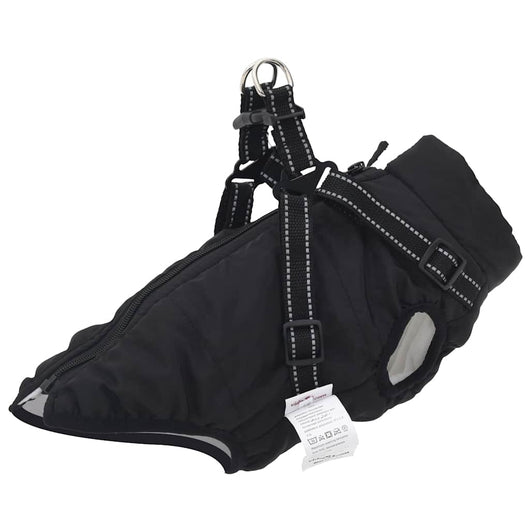 Cappotto Cani con Imbracatura Impermeabile Riflettente Nero L36