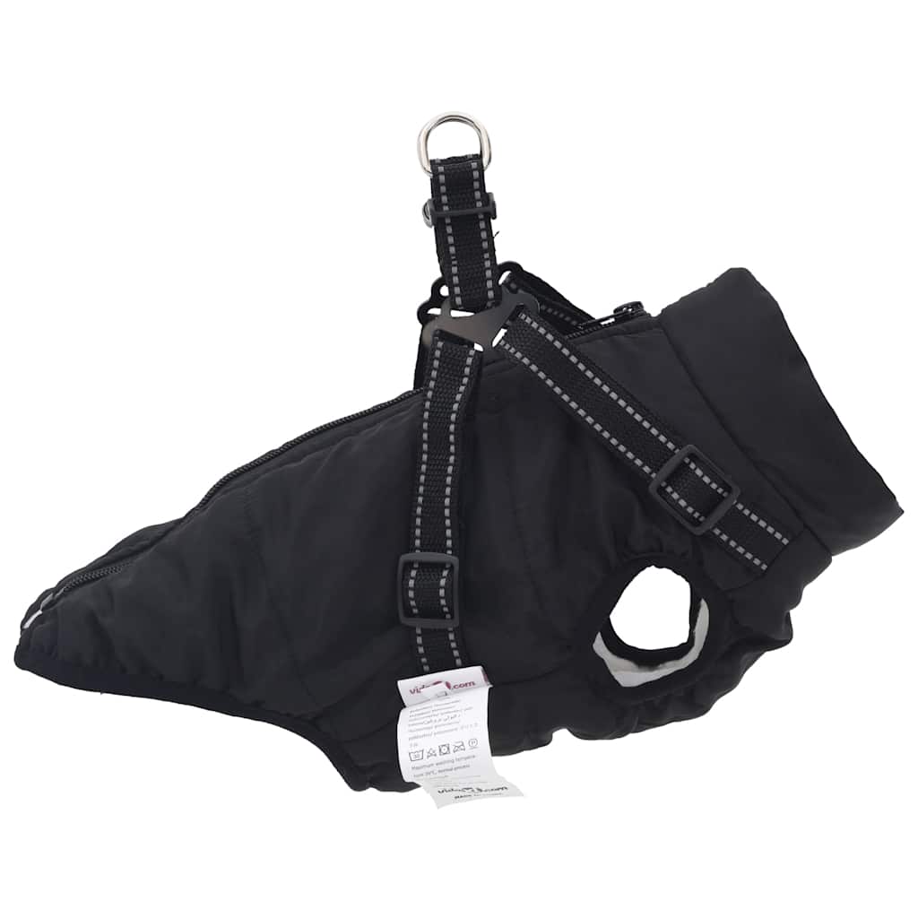 Cappotto Cani con Imbracatura Impermeabile Riflettente Nero L36 4019910