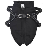 Cappotto Cani con Imbracatura Impermeabile Riflettente Nero L40