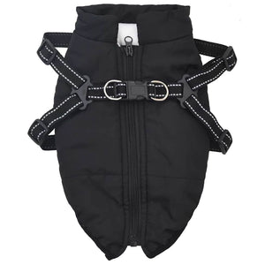 Cappotto Cani con Imbracatura Impermeabile Riflettente Nero L40