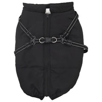 Cappotto Cani con Imbracatura Impermeabile Riflettente Nero L44
