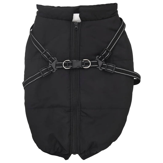 Cappotto Cani con Imbracatura Impermeabile Riflettente Nero L44