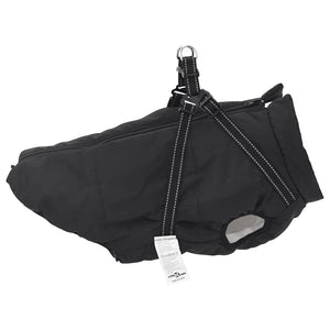 Cappotto Cani con Imbracatura Impermeabile Riflettente Nero L44