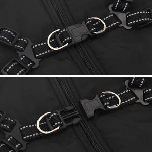 Cappotto Cani con Imbracatura Impermeabile Riflettente Nero L44 4019912