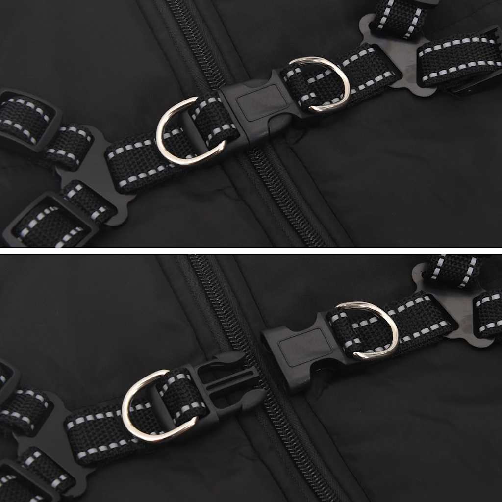 Cappotto Cani con Imbracatura Impermeabile Riflettente Nero L44