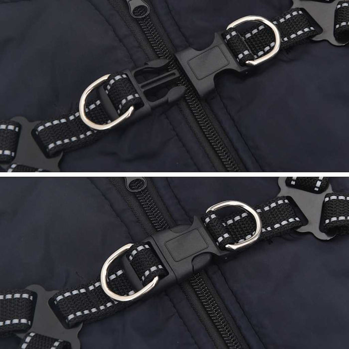 Cappotto Cani Imbracatura Impermeabile Riflettente Blu Navy L24