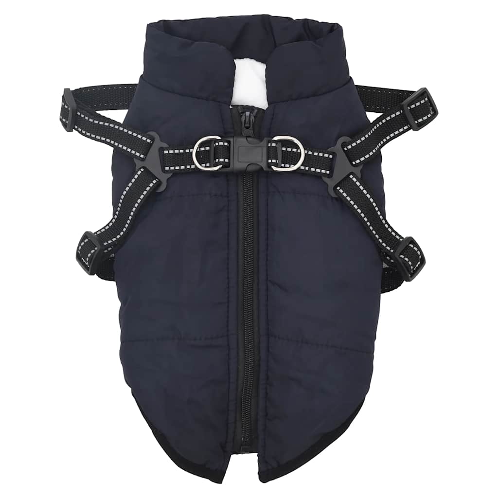 vidaXL Cappotto Cani Imbracatura Impermeabile Riflettente Blu Navy L32