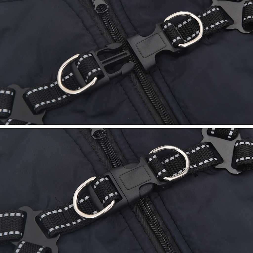 vidaXL Cappotto Cani Imbracatura Impermeabile Riflettente Blu Navy L32