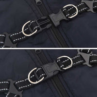 vidaXL Cappotto Cani Imbracatura Impermeabile Riflettente Blu Navy L36