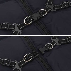 Cappotto Cani Imbracatura Impermeabile Riflettente Blu Navy L44