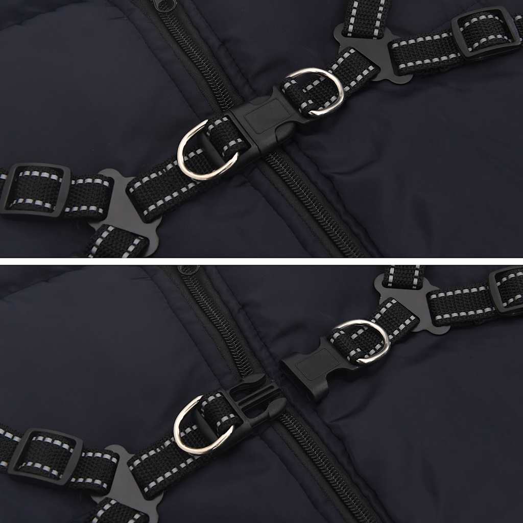 vidaXL Cappotto Cani Imbracatura Impermeabile Riflettente Blu Navy L52