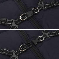 vidaXL Cappotto Cani Imbracatura Impermeabile Riflettente Blu Navy L52