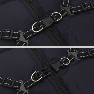 vidaXL Cappotto Cani Imbracatura Impermeabile Riflettente Blu Navy L52