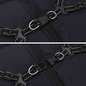 vidaXL Cappotto Cani Imbracatura Impermeabile Riflettente Blu Navy L68