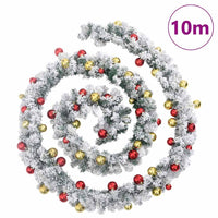 vidaXL Ghirlanda di Natale con Palline e Luci LED Verde 10 m PVC