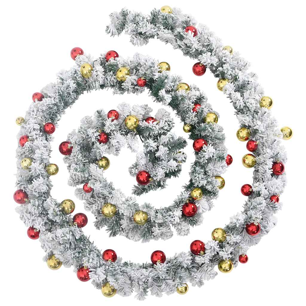 Ghirlanda di Natale-Decorazioni natalizie con Palline e Luci LED Verde 20 m PVC