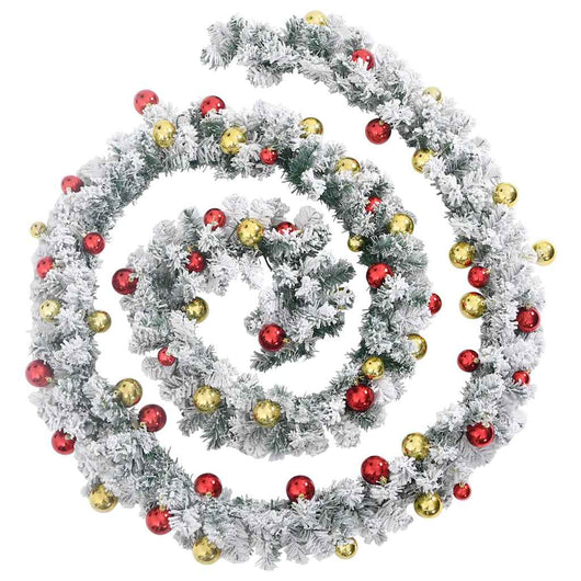 Ghirlanda di Natale-Decorazioni natalizie con Palline e Luci LED Verde 20 m PVC