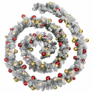 Ghirlanda di Natale con Palline e Luci LED Verde 20 m PVC