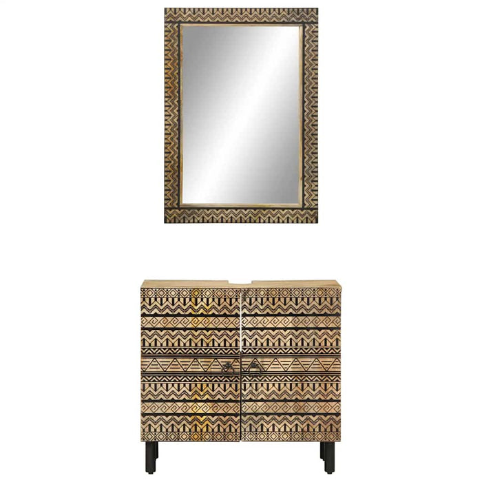 vidaXL Set Mobili da Bagno 2pz in Legno Massello di Mango