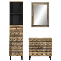 Set Mobili da Bagno 3pz in Legno Massello di Mango 3310130