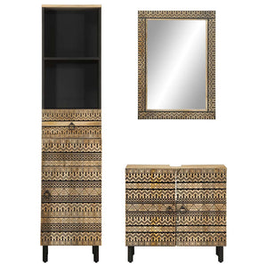 Set Mobili da Bagno 3pz in Legno Massello di Mango 3310130