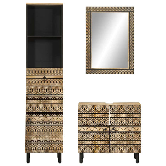 Set Mobili da Bagno 3pz in Legno Massello di Mango 3310130