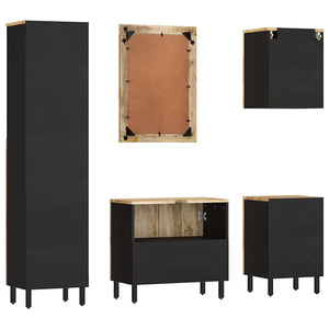 vidaXL Set Mobili da Bagno 5 pz in Legno Massello di Mango