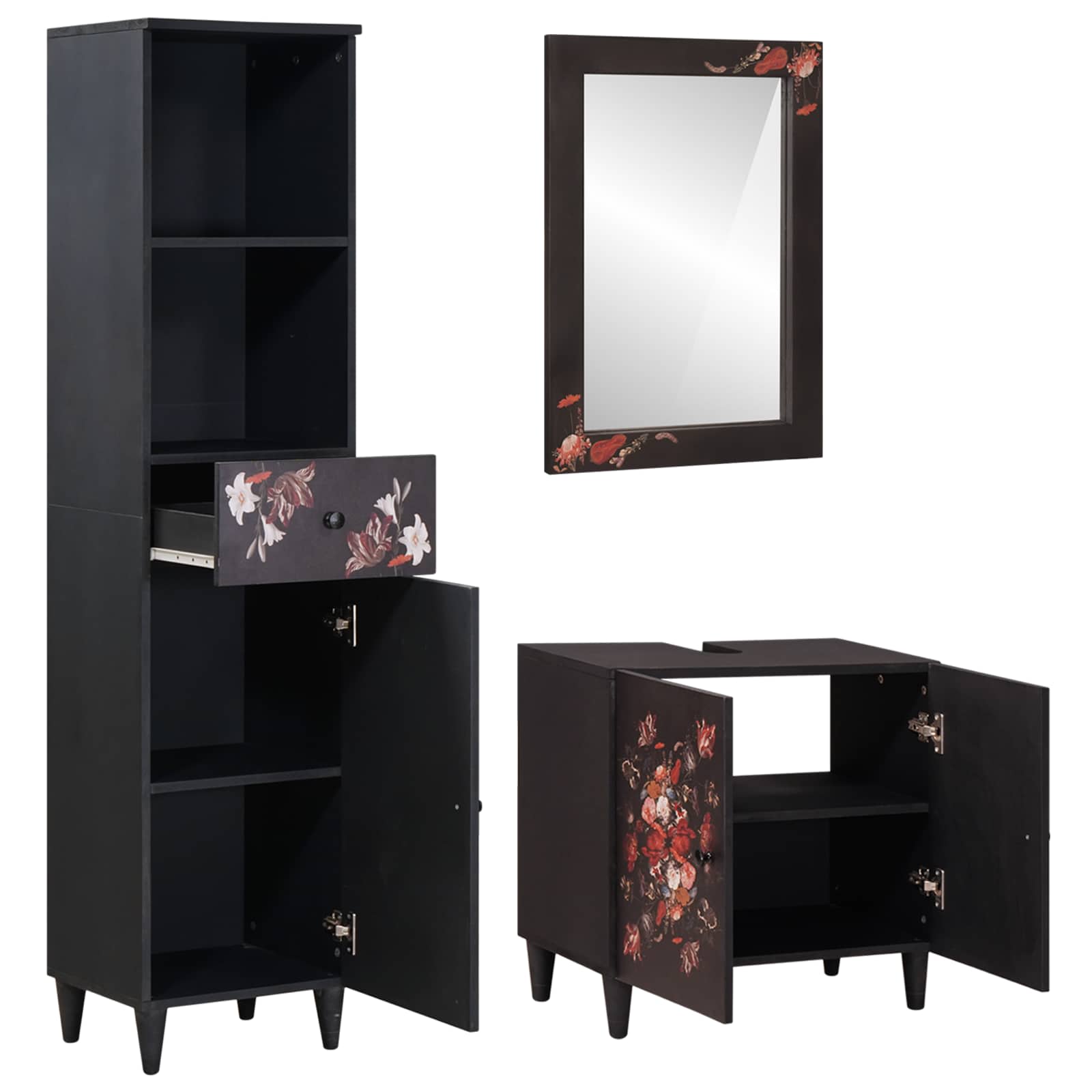 Set di Armadi da Bagno con porta 3 pcs Legno di mango massello 3310142