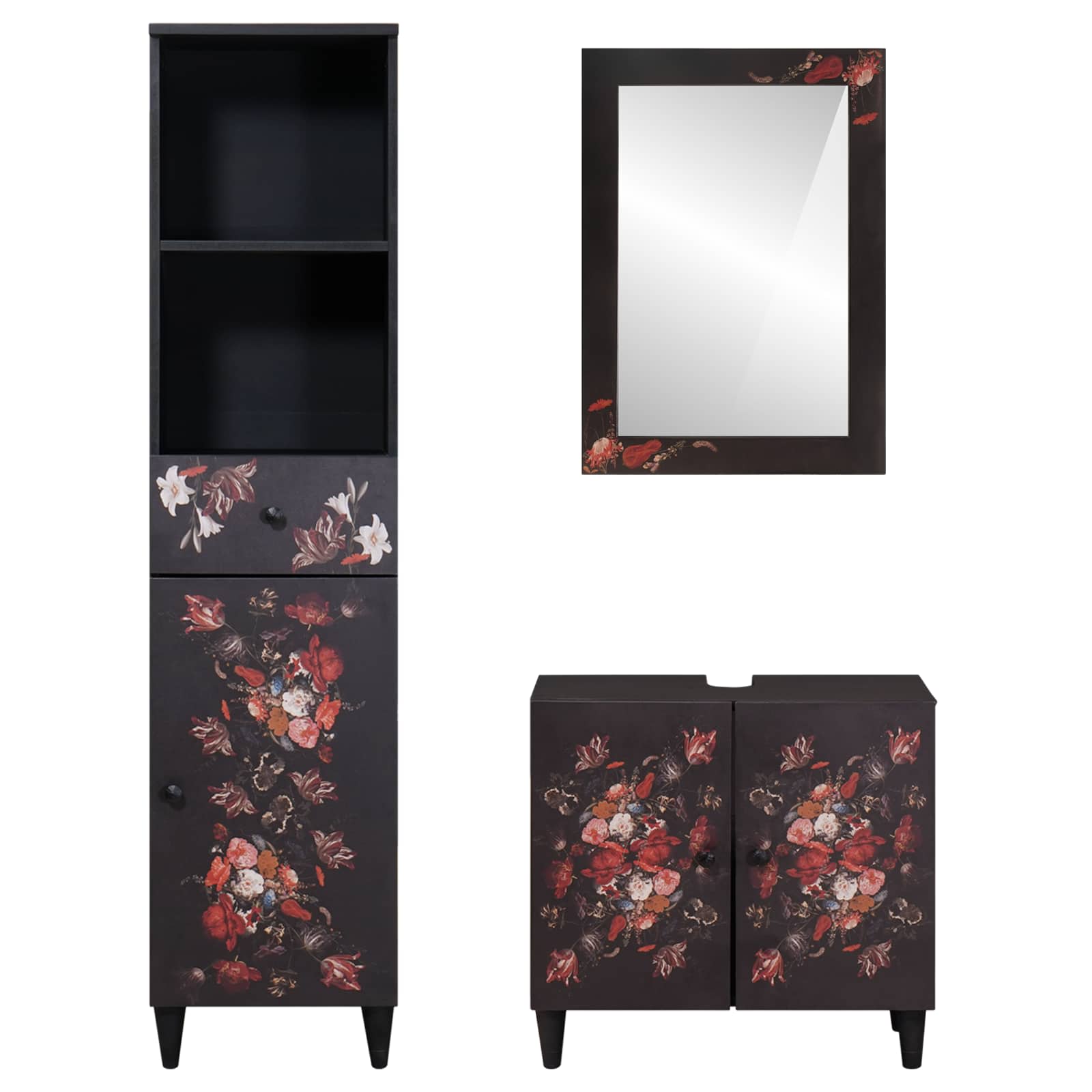 Set di Armadi da Bagno con porta 3 pcs Legno di mango massello 3310142