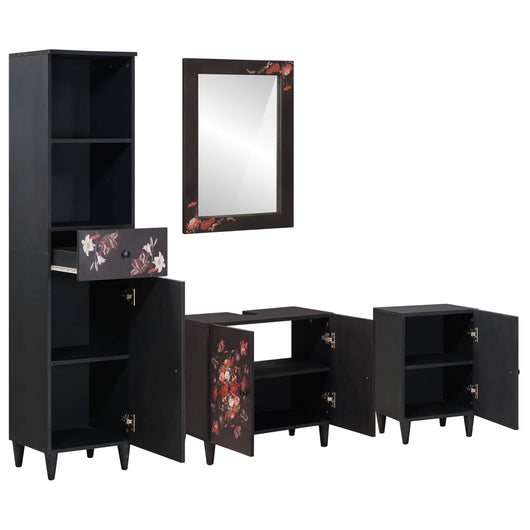 Set di Armadi da Bagno con porta 4 pcs Legno di mango massello 3310143