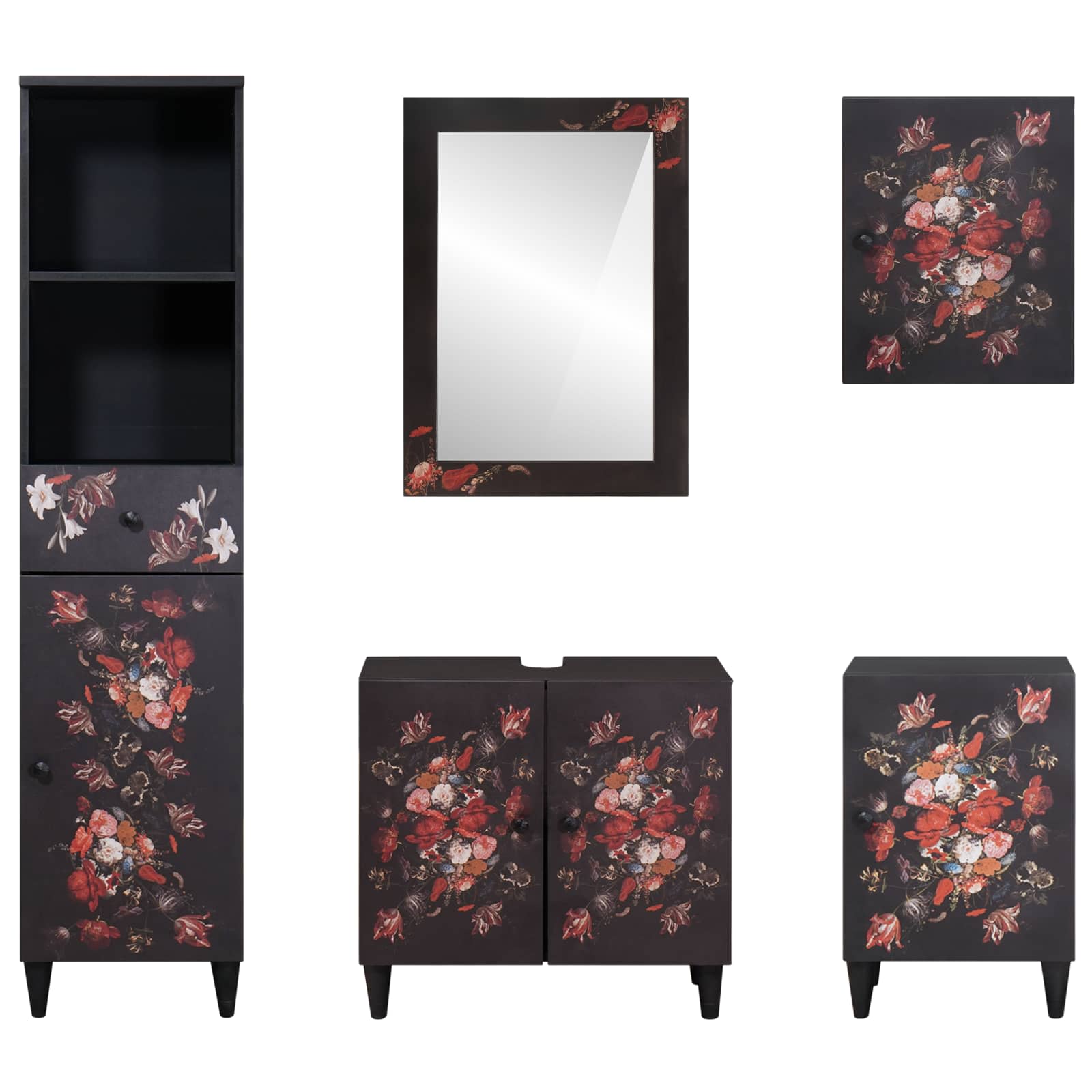 Set di Armadi da Bagno con porta 5 pcs Legno di mango massello 3310144