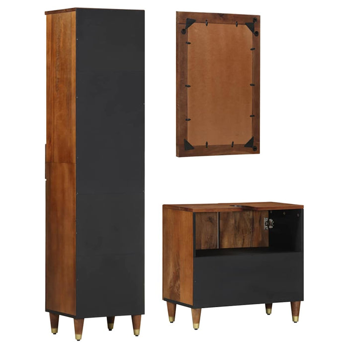 Set di Mobili da Bagno  3 Pezzi Legno Massello di Mango Grezzo 3310148