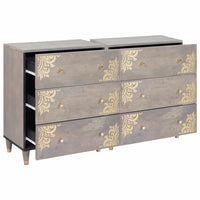 Credenza 2 pz-Set di 2 Buffet-Armadio da cucina Grigio 60 x 33 x 75 cm Legno di mango massello