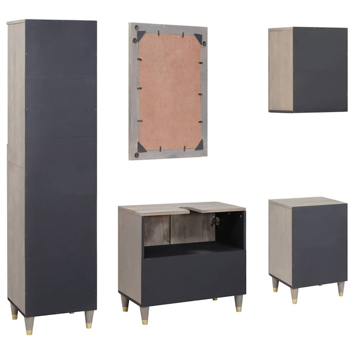 vidaXL Set di mobili per il bagno 5 pcs Grigio 62 x 33 x 58 cm