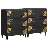 Credenza 2 pcs Nero 60 x 33 x 75 cm Legno di mango massello 3310157