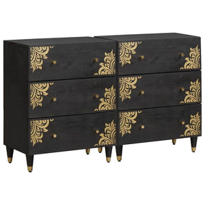 Credenza 2 pcs Nero 60 x 33 x 75 cm Legno di mango massello 3310157