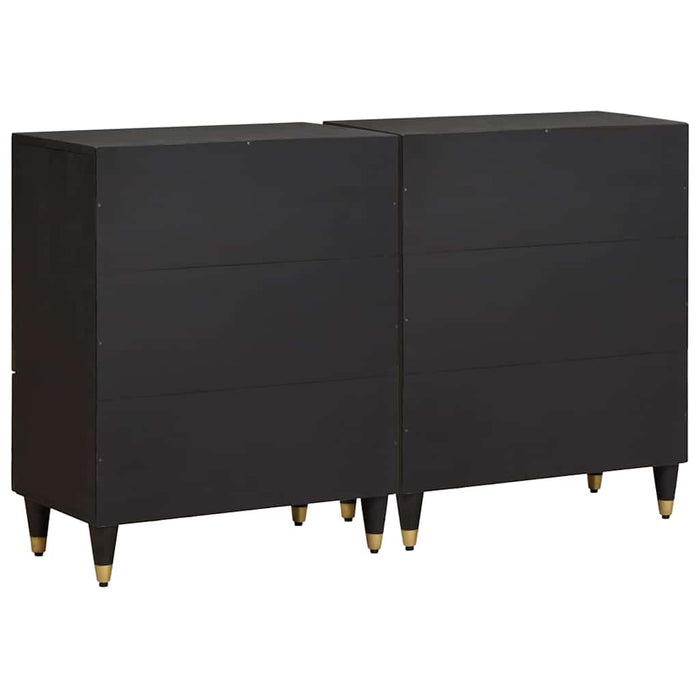 Credenza 2 pcs Nero 60 x 33 x 75 cm Legno di mango massello 3310157