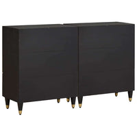 Credenza 2 pz-Set di 2 Buffet-Armadio da cucina Nero 60 x 33 x 75 cm Legno di mango massello