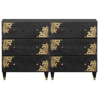 Credenza 2 pcs Nero 60 x 33 x 75 cm Legno di mango massello 3310157