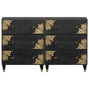 Credenza 2 pcs Nero 60 x 33 x 75 cm Legno di mango massello 3310157