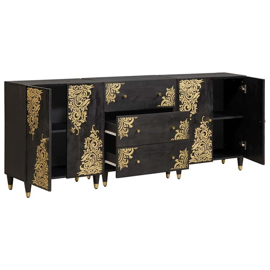 Set di Armadi da Bagno con cassetto 3 pcs Nero 180 x 33 x 75 cm 3310158