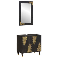 Set di Armadi da Bagno 2 pcs Nero Legno di mango massello 3310159