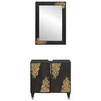 Set di Armadi da Bagno 2 pcs Nero Legno di mango massello 3310159