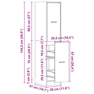 Armadietto da Farmacia Bianco Lucido 30x41x144,5 cm Truciolato